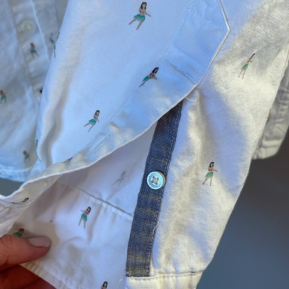 Hula girl American Eagle button down collared white long sleeve shirt medium - Picture 5 of 10